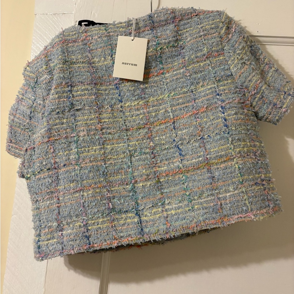 Women’s Pastel Blur Tweed Cropped Jacket and Skort Set - Picture 2 of 4